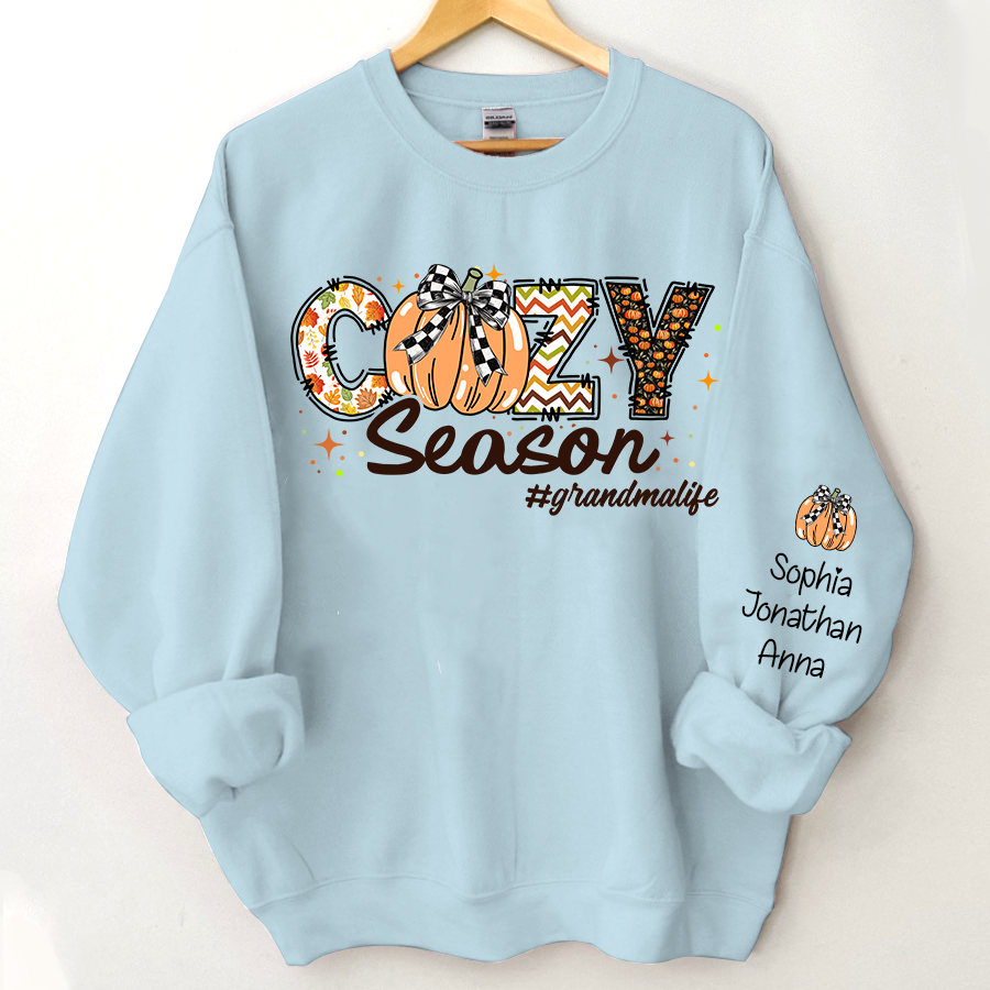 Lofaris Custom Grandma Autumn Pumpkin Cozy Season Sweatshirt
