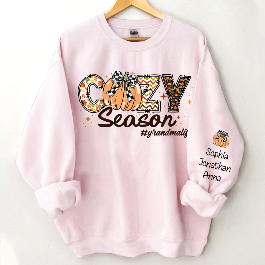 Lofaris Custom Grandma Autumn Pumpkin Cozy Season Sweatshirt