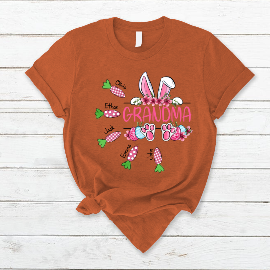 Lofaris Custom Grandma Bunny Carrot Easter Day T-Shirt