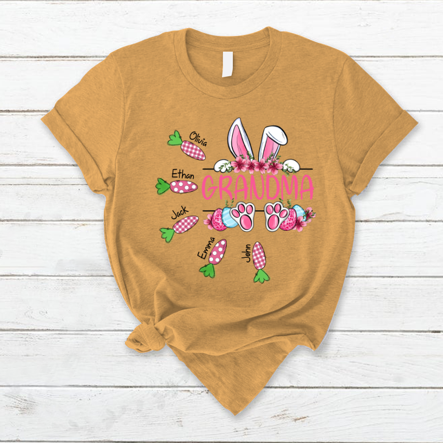 Lofaris Custom Grandma Bunny Carrot Easter Day T-Shirt