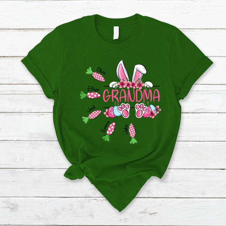 Lofaris Custom Grandma Bunny Carrot Easter Day T-Shirt