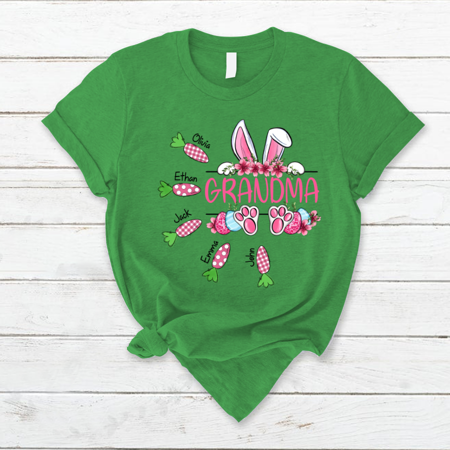 Lofaris Custom Grandma Bunny Carrot Easter Day T-Shirt
