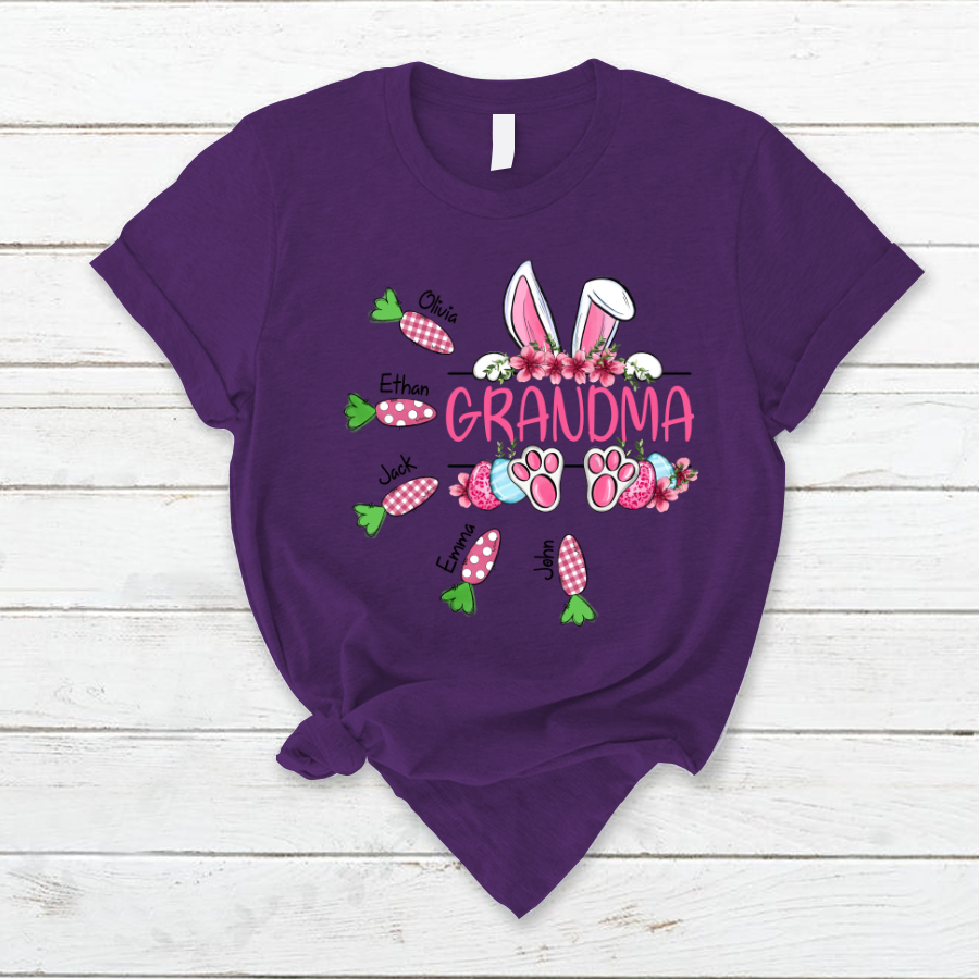 Lofaris Custom Grandma Bunny Carrot Easter Day T-Shirt