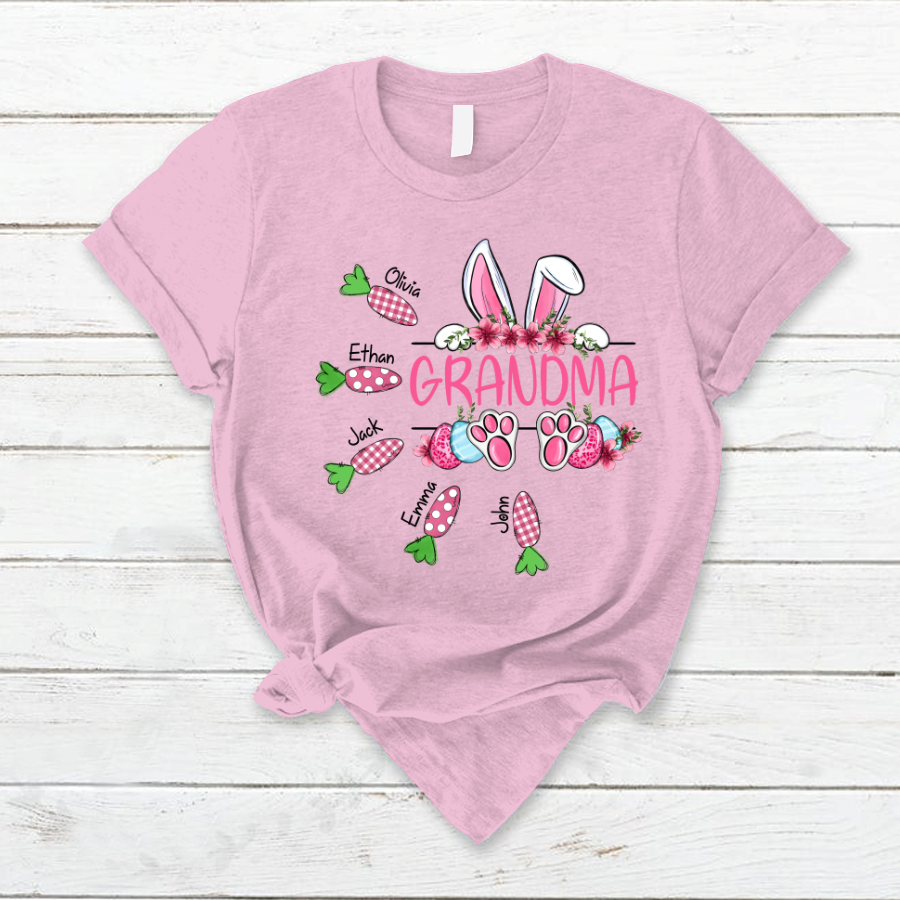Lofaris Custom Grandma Bunny Carrot Easter Day T-Shirt