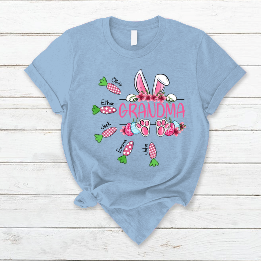Lofaris Custom Grandma Bunny Carrot Easter Day T-Shirt