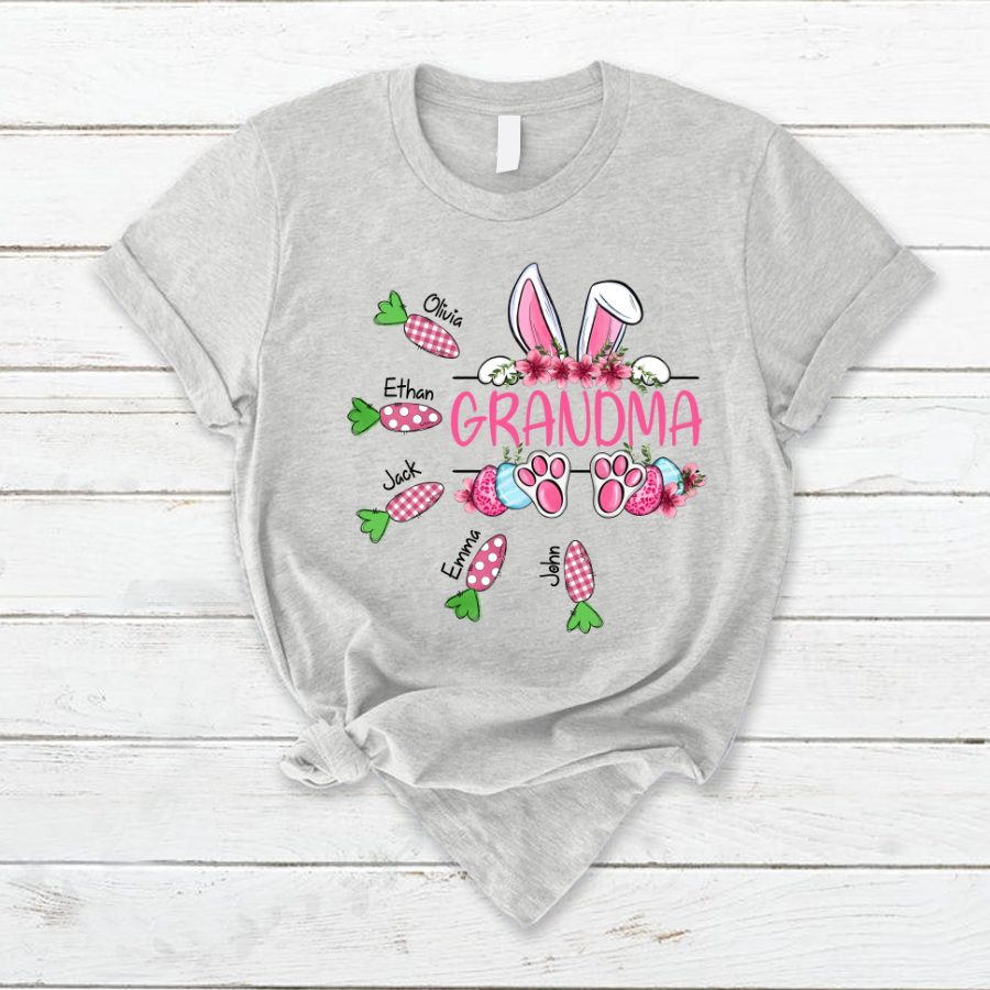 Lofaris Custom Grandma Bunny Carrot Easter Day T-Shirt