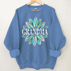 Lofaris Custom Grandma Flower Color And Grandkids Sweatshirt