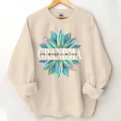 Lofaris Custom Grandma Flower Color And Grandkids Sweatshirt