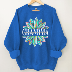 Lofaris Custom Grandma Flower Color And Grandkids Sweatshirt