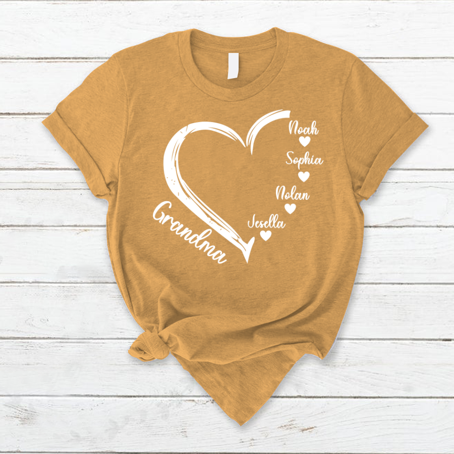 Lofaris Custom Grandma Kids Hearts Mothers Day T-Shirt