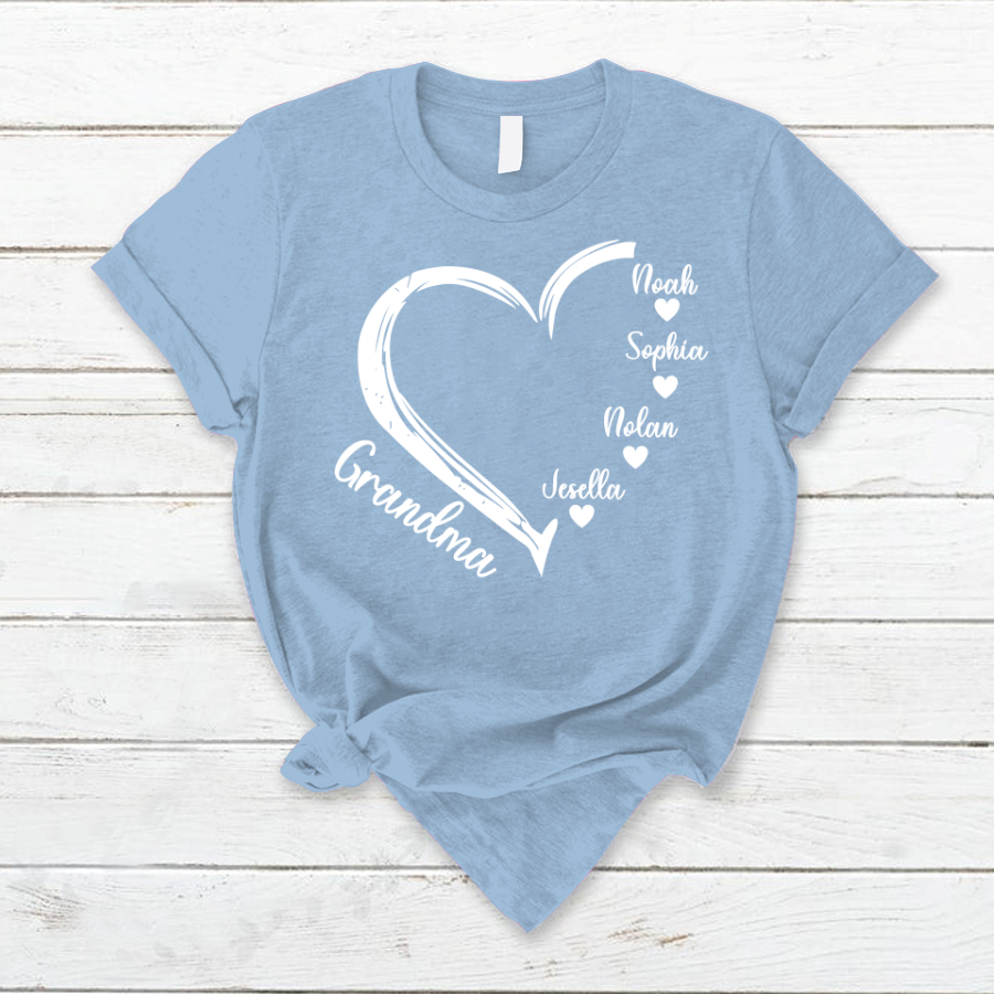 Lofaris Custom Grandma Kids Hearts Mothers Day T-Shirt