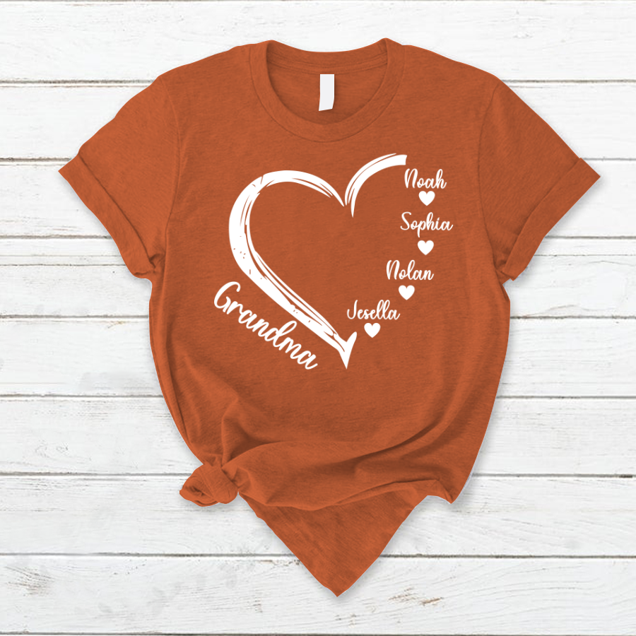 Lofaris Custom Grandma Kids Hearts Mothers Day T-Shirt