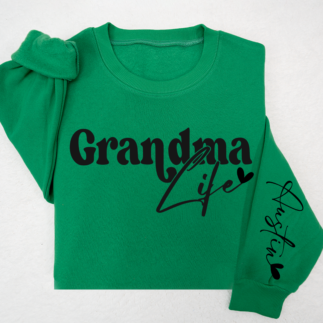 Lofaris Custom Grandma Life And Heart Kid Name Sweatshirt