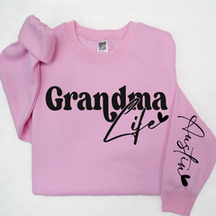 Lofaris Custom Grandma Life And Heart Kid Name Sweatshirt