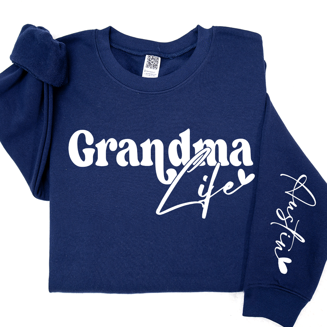 Lofaris Custom Grandma Life And Heart Kid Name Sweatshirt