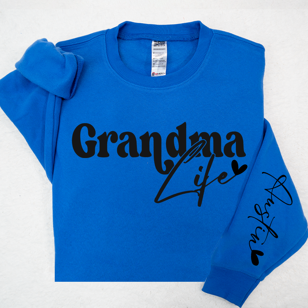 Lofaris Custom Grandma Life And Heart Kid Name Sweatshirt