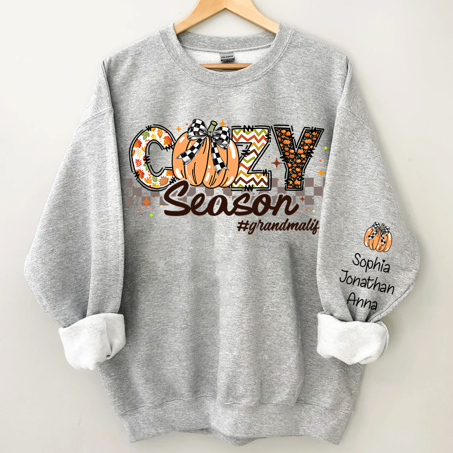 Lofaris Custom Grandma Life Pumpkin Cozy Season Sweatshirt