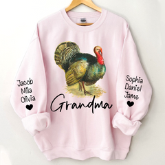 Lofaris Turkey Thankgiving Grandma and Kids Custom Name CTH01 Sweatshirt