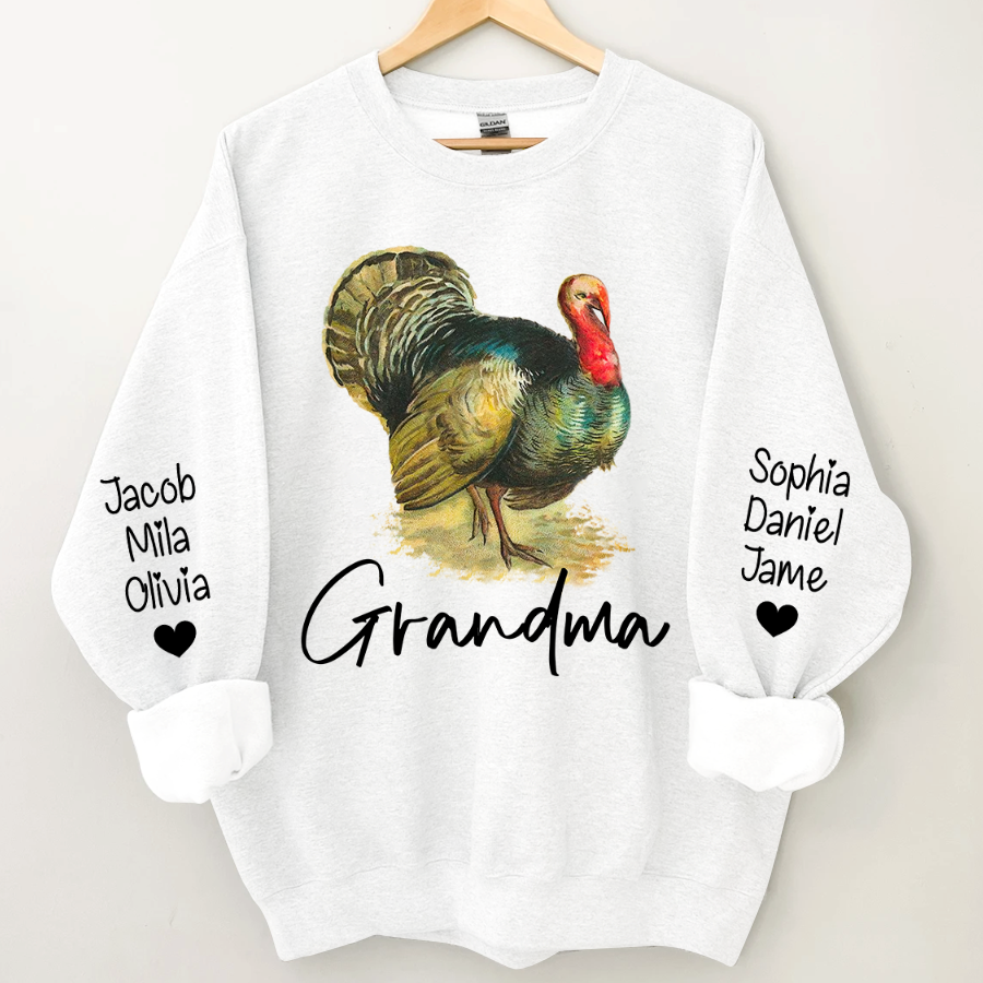 Lofaris Turkey Thankgiving Grandma and Kids Custom Name CTH01 Sweatshirt