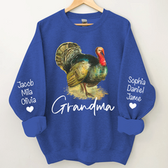 Lofaris Turkey Thankgiving Grandma and Kids Custom Name CTH01 Sweatshirt