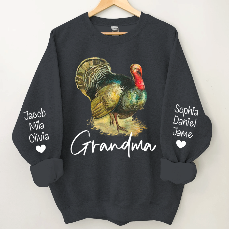 Lofaris Turkey Thankgiving Grandma and Kids Custom Name CTH01 Sweatshirt