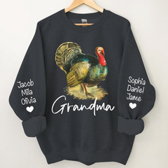Lofaris Turkey Thankgiving Grandma and Kids Custom Name CTH01 Sweatshirt
