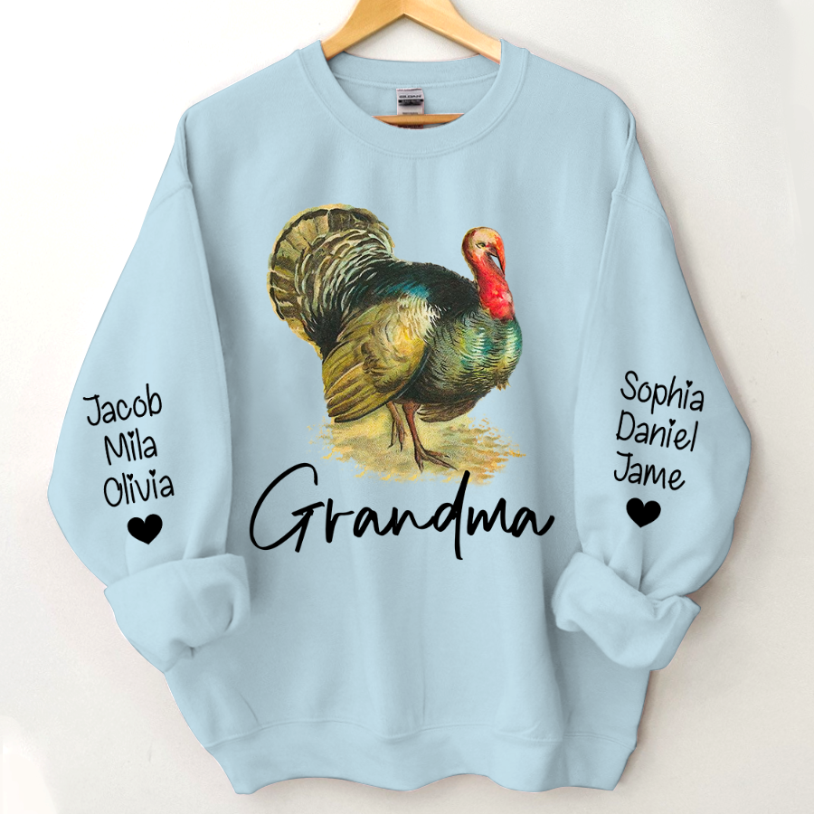 Lofaris Turkey Thankgiving Grandma and Kids Custom Name CTH01 Sweatshirt