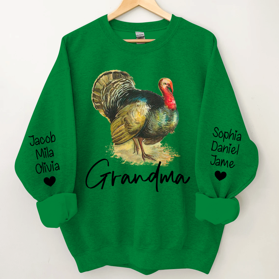 Lofaris Turkey Thankgiving Grandma and Kids Custom Name CTH01 Sweatshirt