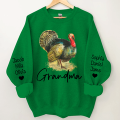 Lofaris Turkey Thankgiving Grandma and Kids Custom Name CTH01 Sweatshirt