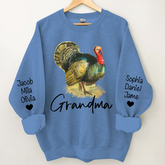Lofaris Turkey Thankgiving Grandma and Kids Custom Name CTH01 Sweatshirt