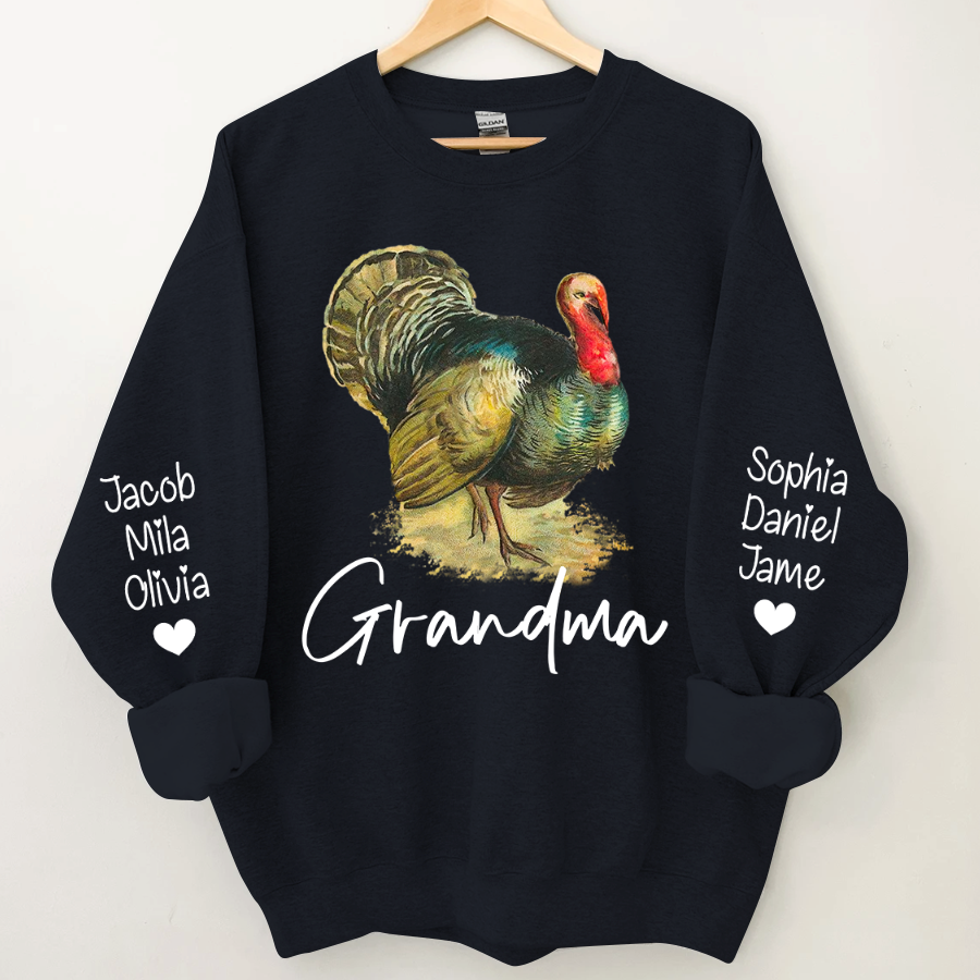 Lofaris Turkey Thankgiving Grandma and Kids Custom Name CTH01 Sweatshirt
