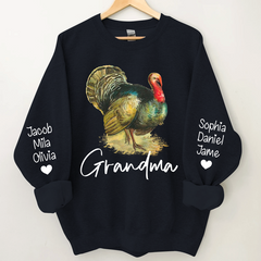 Lofaris Turkey Thankgiving Grandma and Kids Custom Name CTH01 Sweatshirt