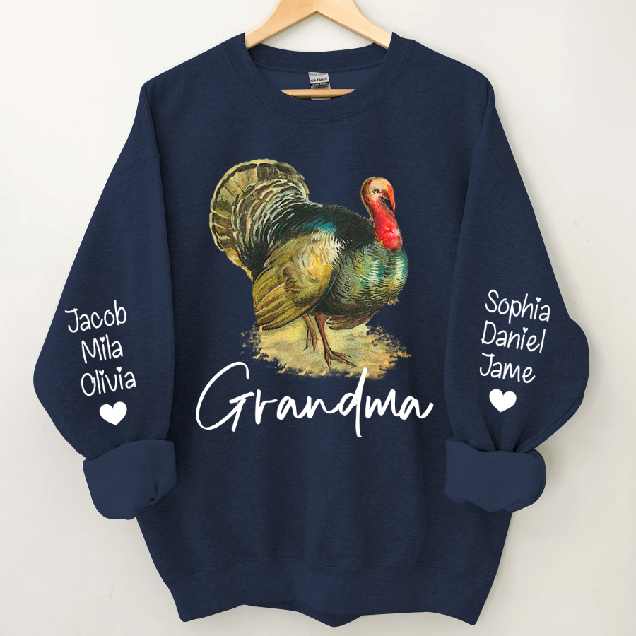 Lofaris Turkey Thankgiving Grandma and Kids Custom Name CTH01 Sweatshirt