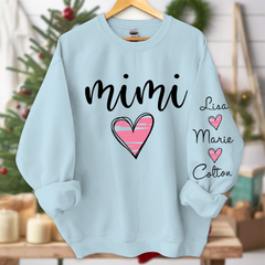 Lofaris Custom Grandma Mimi Pink Heart Grandkids Sweatshirt