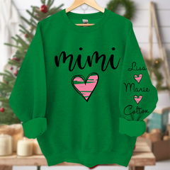 Lofaris Custom Grandma Mimi Pink Heart Grandkids Sweatshirt