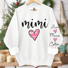 Lofaris Custom Grandma Mimi Pink Heart Grandkids Sweatshirt