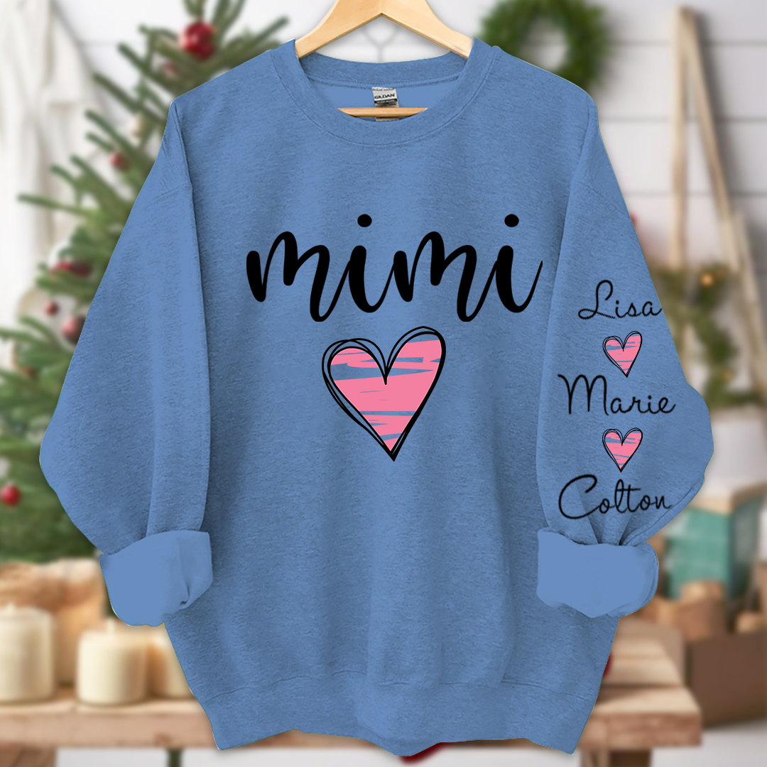 Lofaris Custom Grandma Mimi Pink Heart Grandkids Sweatshirt
