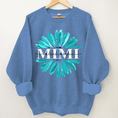 Lofaris Custom Grandma Mimi Turquoise Daisy Flower Sweatshirt