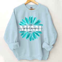 Lofaris Custom Grandma Mimi Turquoise Daisy Flower Sweatshirt