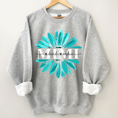 Lofaris Custom Grandma Mimi Turquoise Daisy Flower Sweatshirt