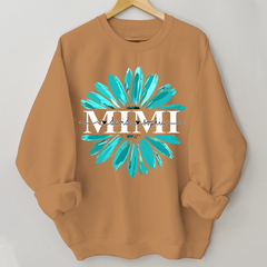 Lofaris Custom Grandma Mimi Turquoise Daisy Flower Sweatshirt