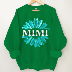 Lofaris Custom Grandma Mimi Turquoise Daisy Flower Sweatshirt