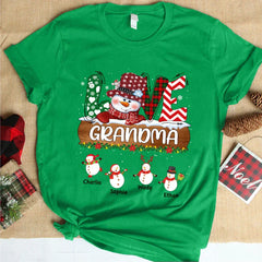 Lofaris Custom Grandma Snowman Grandkids Christmas T-Shirt