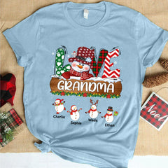Lofaris Custom Grandma Snowman Grandkids Christmas T-Shirt