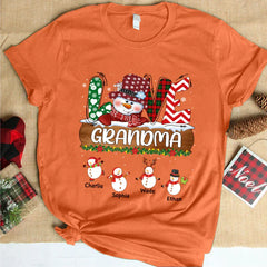 Lofaris Custom Grandma Snowman Grandkids Christmas T-Shirt