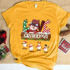 Lofaris Custom Grandma Snowman Grandkids Christmas T-Shirt