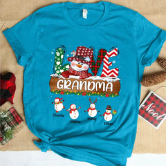 Lofaris Custom Grandma Snowman Grandkids Christmas T-Shirt
