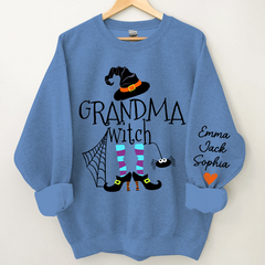 Lofaris Custom Grandma Witch Grandkids Halloween Sweatshirt