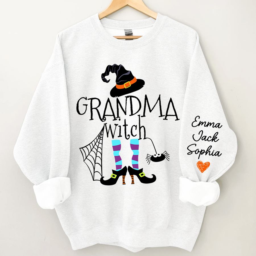 Lofaris Custom Grandma Witch Grandkids Halloween Sweatshirt