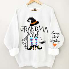 Lofaris Custom Grandma Witch Grandkids Halloween Sweatshirt